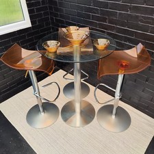 Archirivolto Italian Designer Bar Stools & Table Set Acrylic Chrome