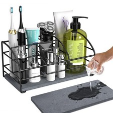 Luxspire 5 Slots Toothbrush Holders with Diatomaceous Earth Tray, Black  Qui...