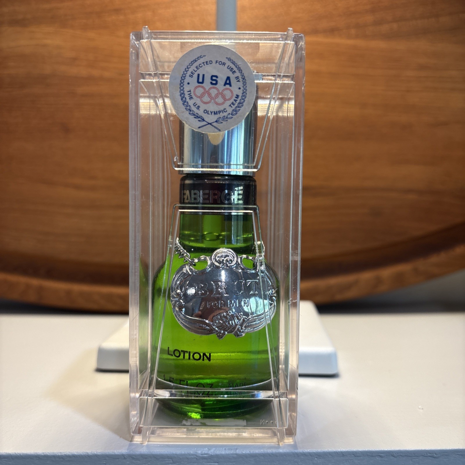 Vintage Fabergé Brut Men Lotion Cologne 1.5 fl oz Splash On USA Olympic Sticker
