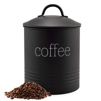 Black Enamelware Coffee Canister Modern Farmhouse Style for Kitchen