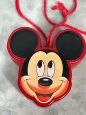 Vintage Disney Mickey Mouse Jacks Set with Ball   Red Plastic Case with String