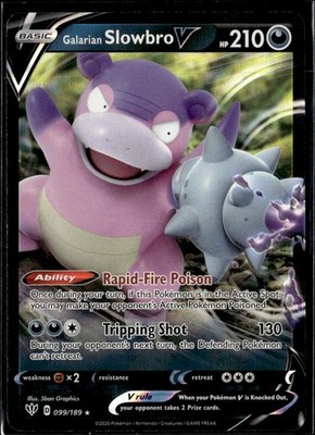 Pokemon Galarian Slowbro V 099/189 Darkness Ablaze Holo Rare V