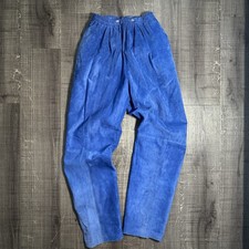 Vintage Adam Douglass Blue Leather Suede Pants Womens Size Small