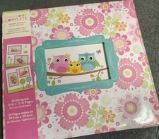 Baby Girl Owl theme, Scrapbook Album 12 X 12 , WITH 20 COMPLETED PAGES.