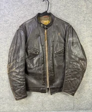VTG Schott Bros Perfecto Leather Jacket Men's Size 46 Brown Harley Davidson Logo