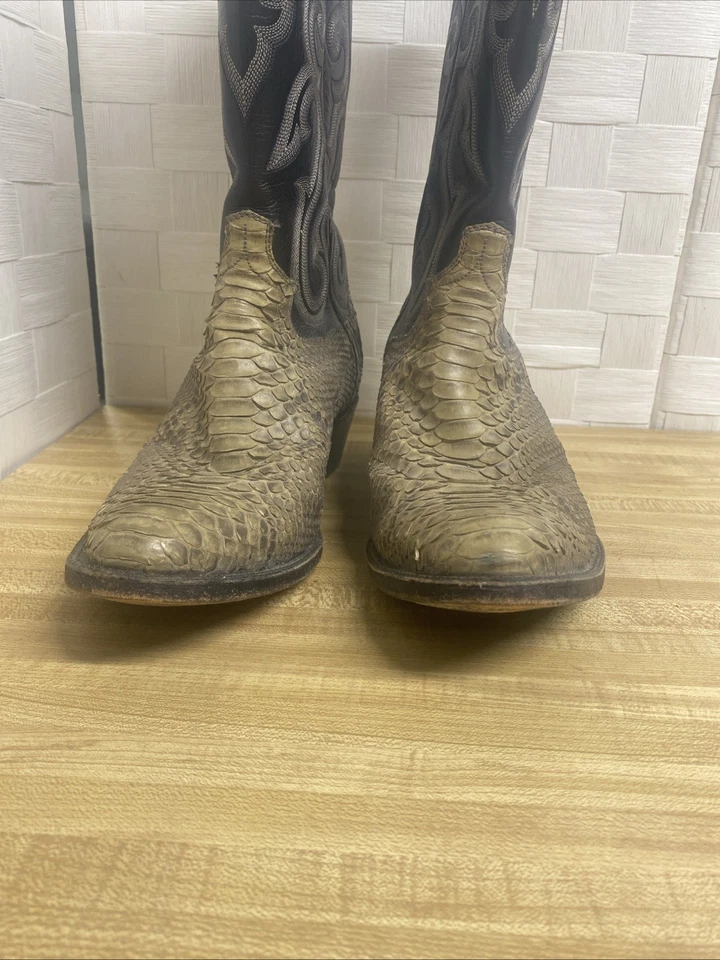 Botas vaqueras delgadas Panhandle piel de serpiente de pitón cuero para mujer 8,5D Foto 4 de 4