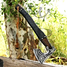 Viking Axe Handmade Carbon Steel Bearded Hatchet Outdoor Hunting Tool