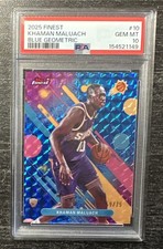 KHAMAN MALUACH - 2025-26 Topps Finest Rookie BLUE GEOMETRIC 59/75 SP - PSA 10 GM