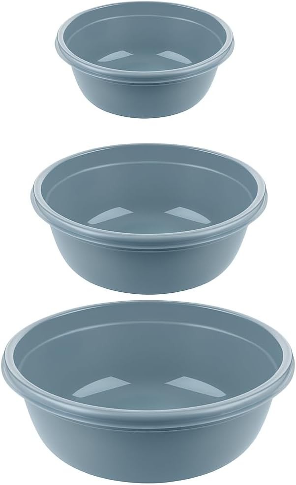 Lot de 3 bassines gigognes de 5L à 10.5L en plastique gris sans BPA pour évier