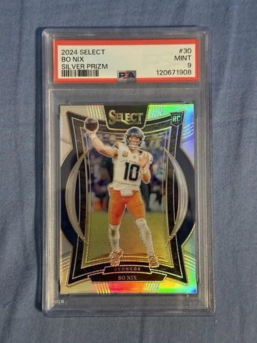 2024 Panini Select - Concourse Bo Nix #30 Silver Prizm (RC) PSA 9