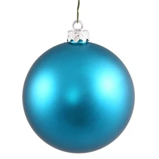Vickerman N591012DMV Turquoise Matte UV Drilled Ball Ornament  4 in. - 6 per Bag