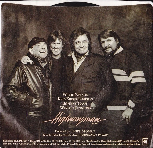 Picture Sleeve 45 Highwaymen - Highwayman / Human Condition (Cash Willie Waylon) - Image 4 of 4