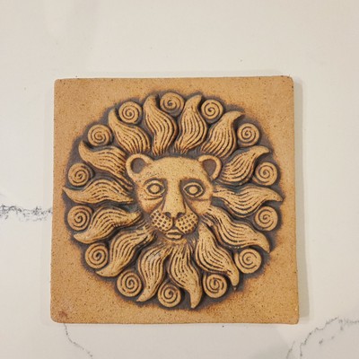 John Wenzel Art Pottery SUN FACE Wall Art Plaque Signed 