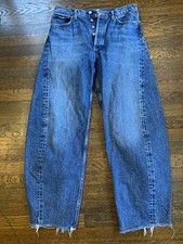AGOLDE Luna High rise Barrel Split Taper Raw Edge Jeans Womens 29x30