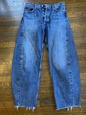 AGOLDE Luna High rise Barrel Split Taper Raw Edge Jeans Womens 29x30