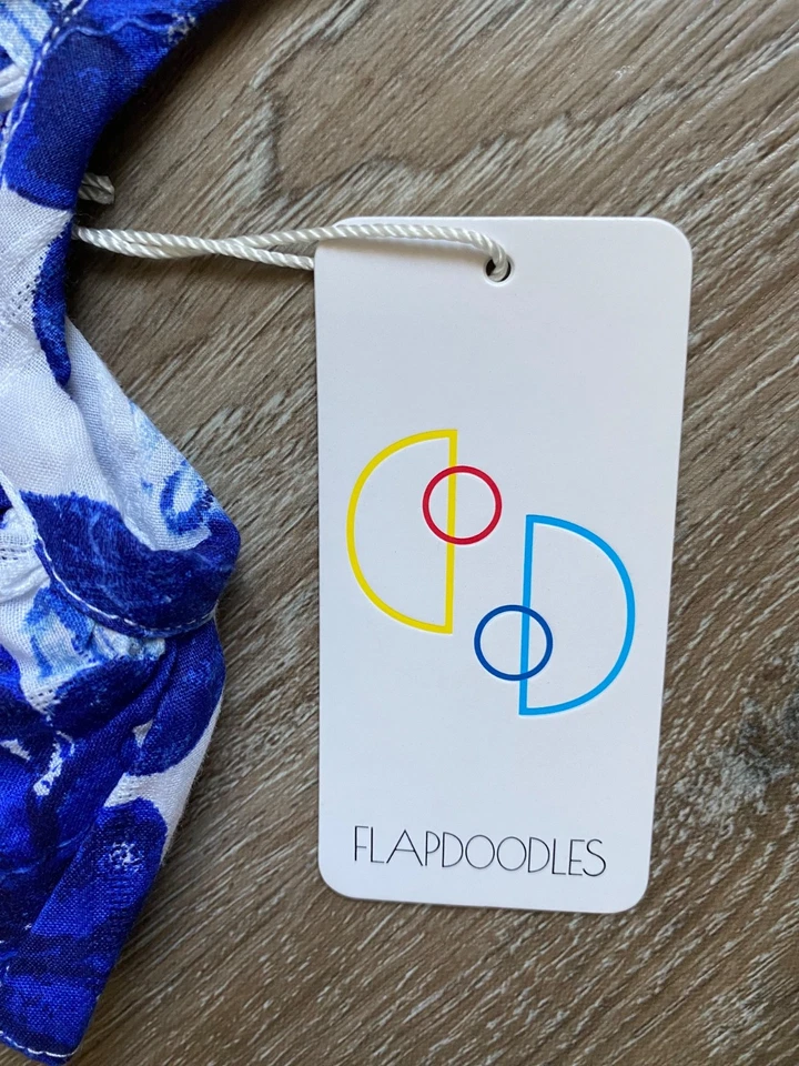 FLAPDOODLES nwt 蓝色和白色花卉背心裙内衬连衣裙 ~ 女孩尺寸 4 ~ 全新 — 第 3/4 张图片