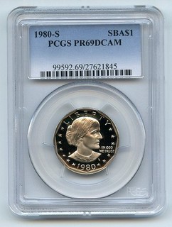 1980 S $1 SBA Susan B Anthony Dollar Proof PCGS PR69DCAM