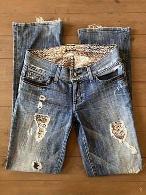 Guess by Marciano Distressed Leopard Patchwork Jeans Womens Size 27