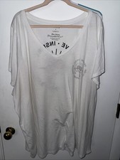 Torrid 6 6x Inside-Out Look White Deep V-Neck T-Shirt Double-Sided Soft STRETCH