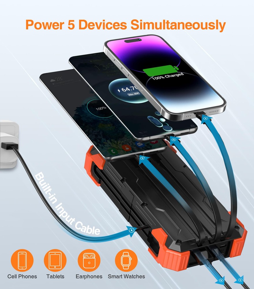 High-Capacity 42800mAh Power Bank with Built-in 4 Cables, Thermometer, and 15W Fast Charging – Ultimate Portable Charger for All Devices High-Capacity 42800mAh Power Bank with Built-in 4 Cables, Thermometer, and 15W Fast Charging – Ultimate Portable Charger for All Devices
