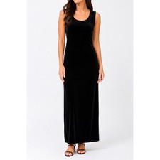 R&M Richards Black Velvet Sleeveless Maxi Dress Women’s Size M Elegant