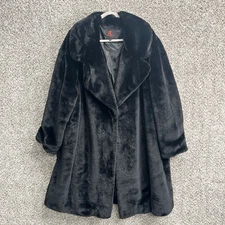 Adrienne Landau Coat Women’s 3X Black Faux Fur Long Winter Plus Size