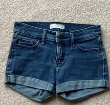 ABERCROMBIE KIDS GIRLS 12 DENIM CUFFED SHORTS, 5 POCKET ZIP FLY BUTTON WAIST