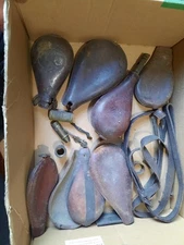 Antique Black Powder Leather Flask AM Flask & Cap Co. Repair & Parts Lot