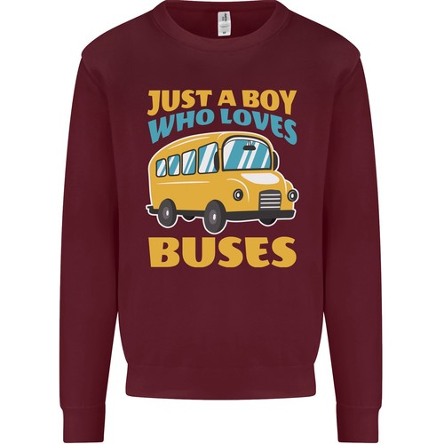Just a Boy Who Loves Buses Bus Kids Sweatshirt Jumper - Picture 5 of 35