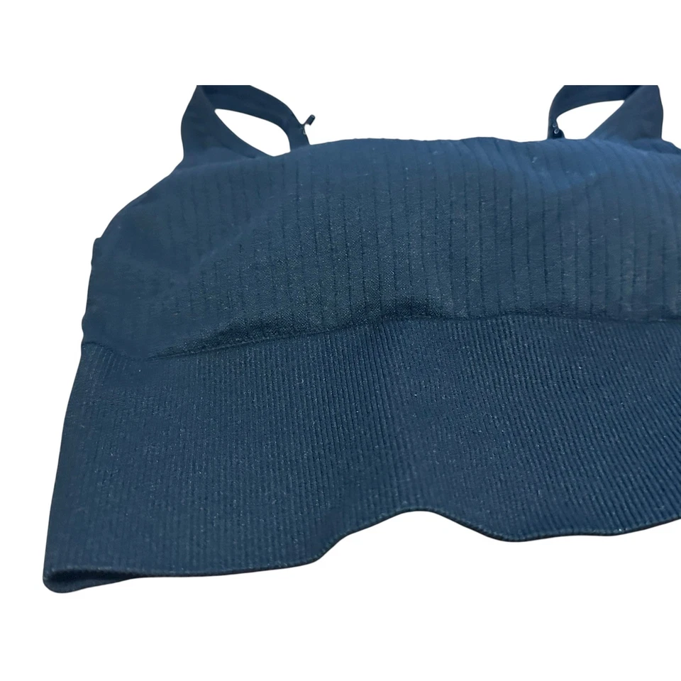 ROSA Activo Sin Costuras Ligeramente Forrado Acanalado Negro Bralette Deporte Yoga Top M DD Foto 2 de 4