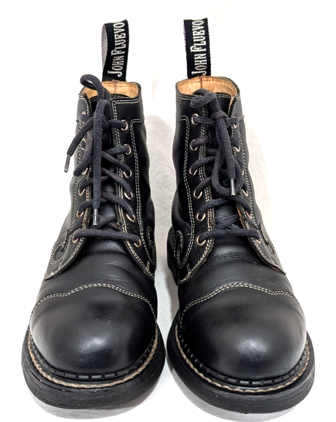 Vtg JOHN FLUEVOG 7TH HEAVEN Angel Derby Swirl Black Boots Size M 6