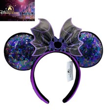 Disney Parks Halloween Spiderweb Sequin Loungefly Minnie Mouse Ears Headband