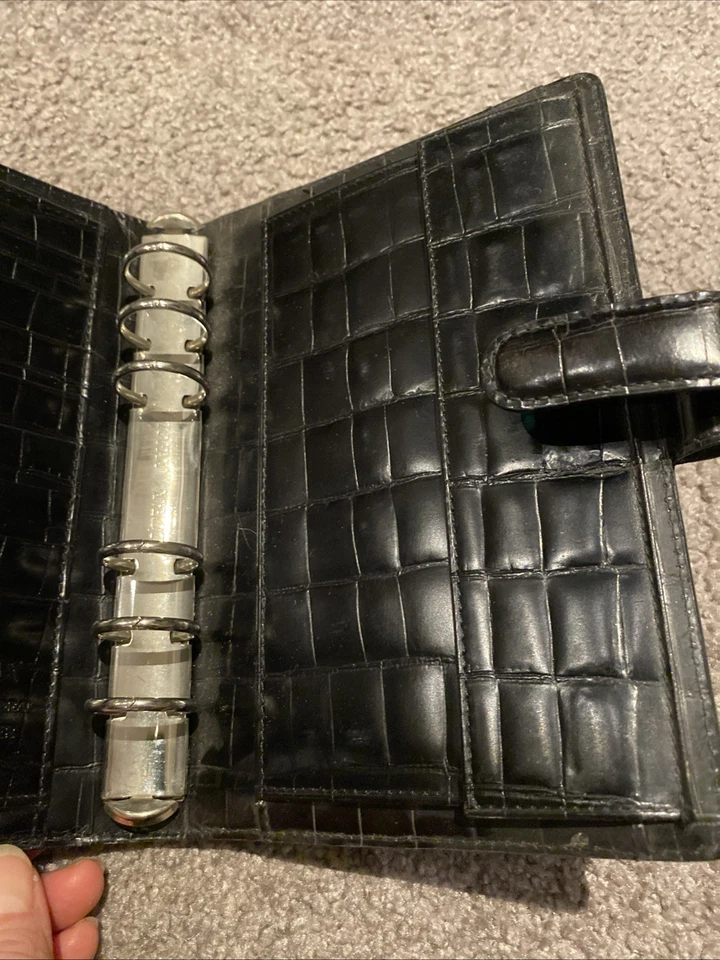 Timer Filofax Personal Balmoral Kalender Ringbuch Leder Schwarz - Bild 4 von 4