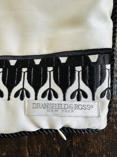 DRANSFIELD & ROSS Pillow Covers (2) DESIGNER ACCENT THROW 20x20” Black White Slk - Picture 8 of 15
