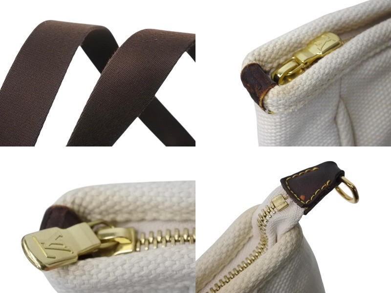 Louis Vuitton M40036 Antigua Hippo MM Shoulder Bag Canvas Ecru Used image 5
