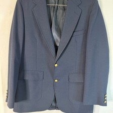 Vintage The Statesman Bruce Hulme Navy Blue Hopsack Blazer 42L