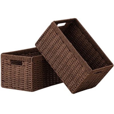 UBBCARE 2 Pack Wicker Basket, 13.4L×8.3H×7.1W inch Woven Paper Rope St