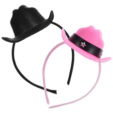 2 Pcs Mini Top Hat Headband Cowgirl Headbands for Women Event Headpieces