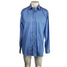 Tailorbyrd Collection Mens Blue Print Dress Shirt Long Sleeve Button Up Size L
