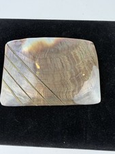 Vintage Large Rectangular Belt Buckle Clip Mother of Pearl 4"x2.5  