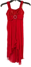AMY'S CLOSET Girls Sz 7 Red High Low Special Occasion  Dress Sequins/Rhinestones