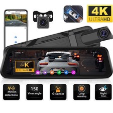 4K Spiegel Dashcam Vorne und Hinten Dashcam WiFi GPS Auto Kamera Rückfahrkamera