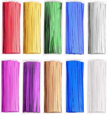 Metallic Twist Ties 1000 Pcs Assorted 10 Colors Bag Closer for Gift Wrapping
