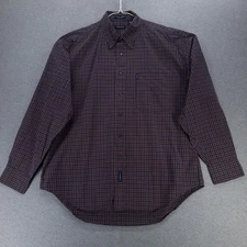 Gant Shirt Mens Large Blue Red Micro Tartans Plaid Button Down Cotton Casual