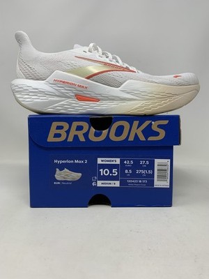 Women's Brooks Hyperion Max 2, White/Peach/Coral, 10.5 B Medium US