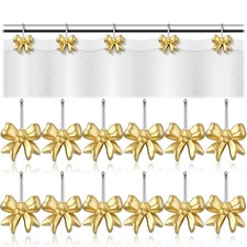 12 PCS Classic Gold Bow Knot Shower Curtain Hooks Rustproof Metal Decorative