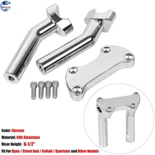 Chrome 6.5" Handlebar Riser Clamp 1" Bar For Harley Dyna Street Bob Softail FXST