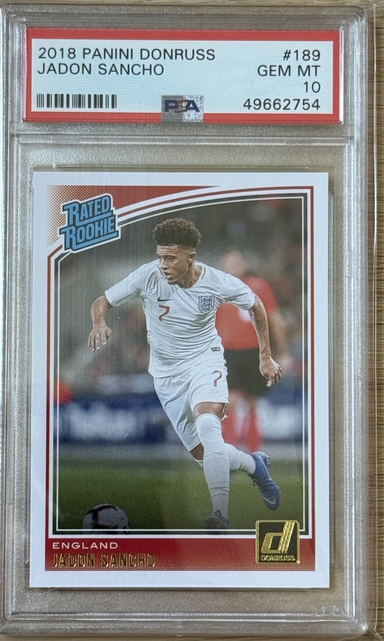 🔥2018 Panin Donruss Optic Jadon Sancho Rated Rookie PSA 10 RC #189🔥 fifa euro