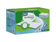 Great Value Low Streaking Wet Mopping Cloths, 38 Count