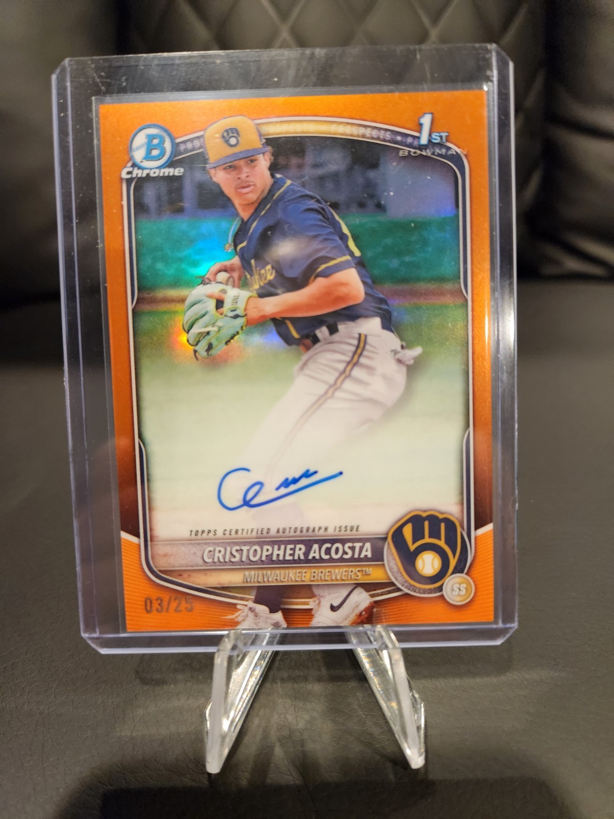2025 Bowman Chrome 1st #CPA-CAC Cristopher Acosta Orange Refractor Autograph /25